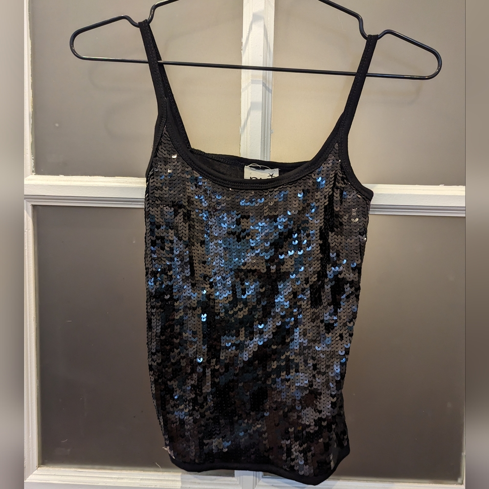 Black sequined tank top